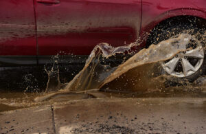 water splash | causes of pothole